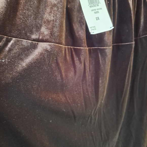 Vintage Brown Velour Maxi Skirt Pull On Elastic Waist Women's 2XL Bohemian NEW - Picture 3 of 8